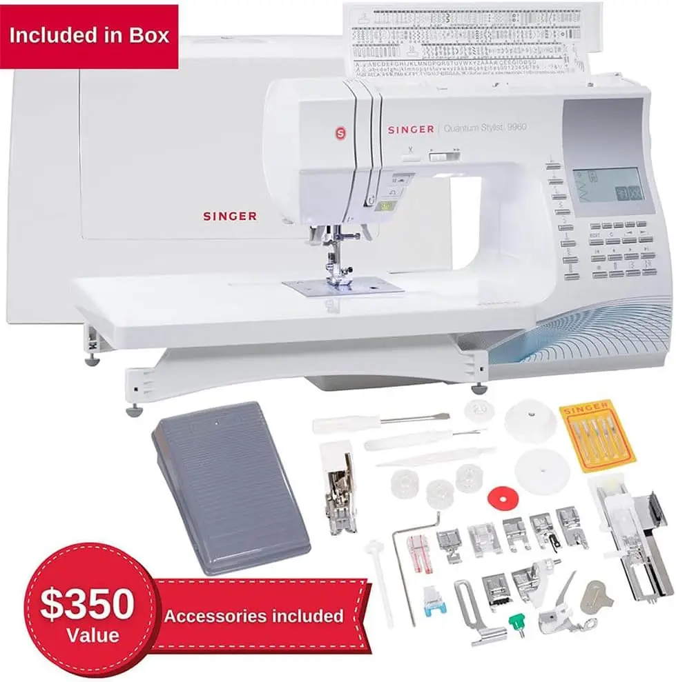 Singer Quantum Stylist 9960 Computerized Sewing & Quilting Machine With Extension Table, Hard Carrying Case & Accessory Kit | 2