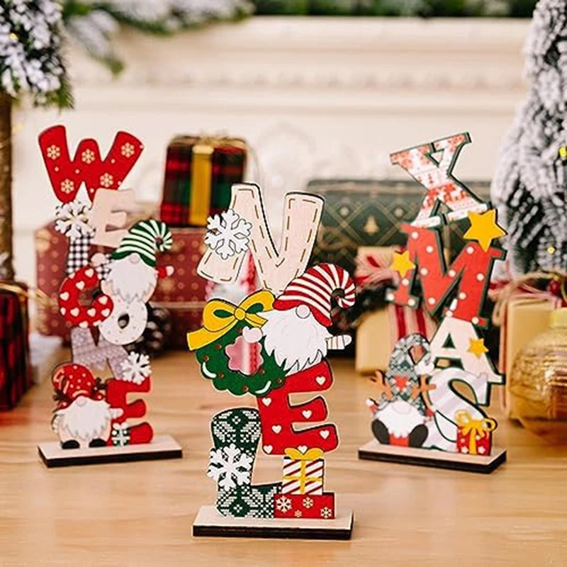 

Wooden Christmas Decor,Christmas Centerpieces For Tables,Wood Santa-Claus Christmas Table Decor,Wooden Ornaments Easy Install