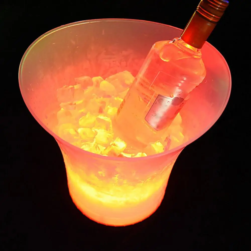 5L Ice Bucket 4 Color Waterproof Bar Nightclub Light Up Champagne Whiskey Beer Bucket Night Party Wine Champagne Beer Cooler