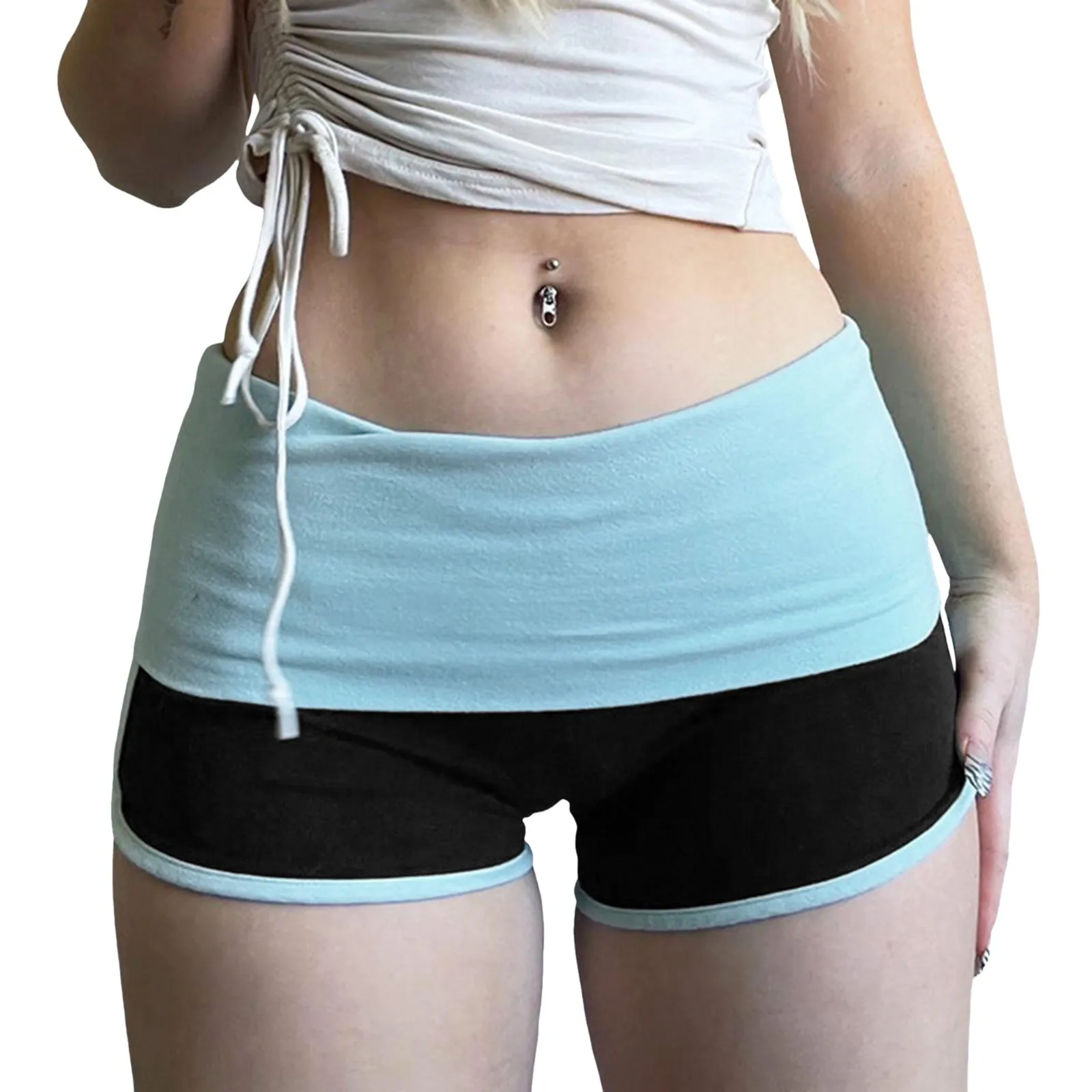 

Women's Short Heels High Waisted Tight Fitting Color Pajama Set Women Silk Short Sleeve Womens Bathing Suit Shorts