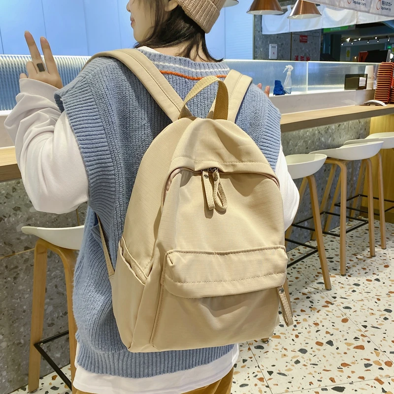 Fashion Nylon Women Backpack Cute Casual Anti-Theft School Bag For Teenager Girls Solid Color Children School Backpacks Mochilas Stylish Backpacks expensive 