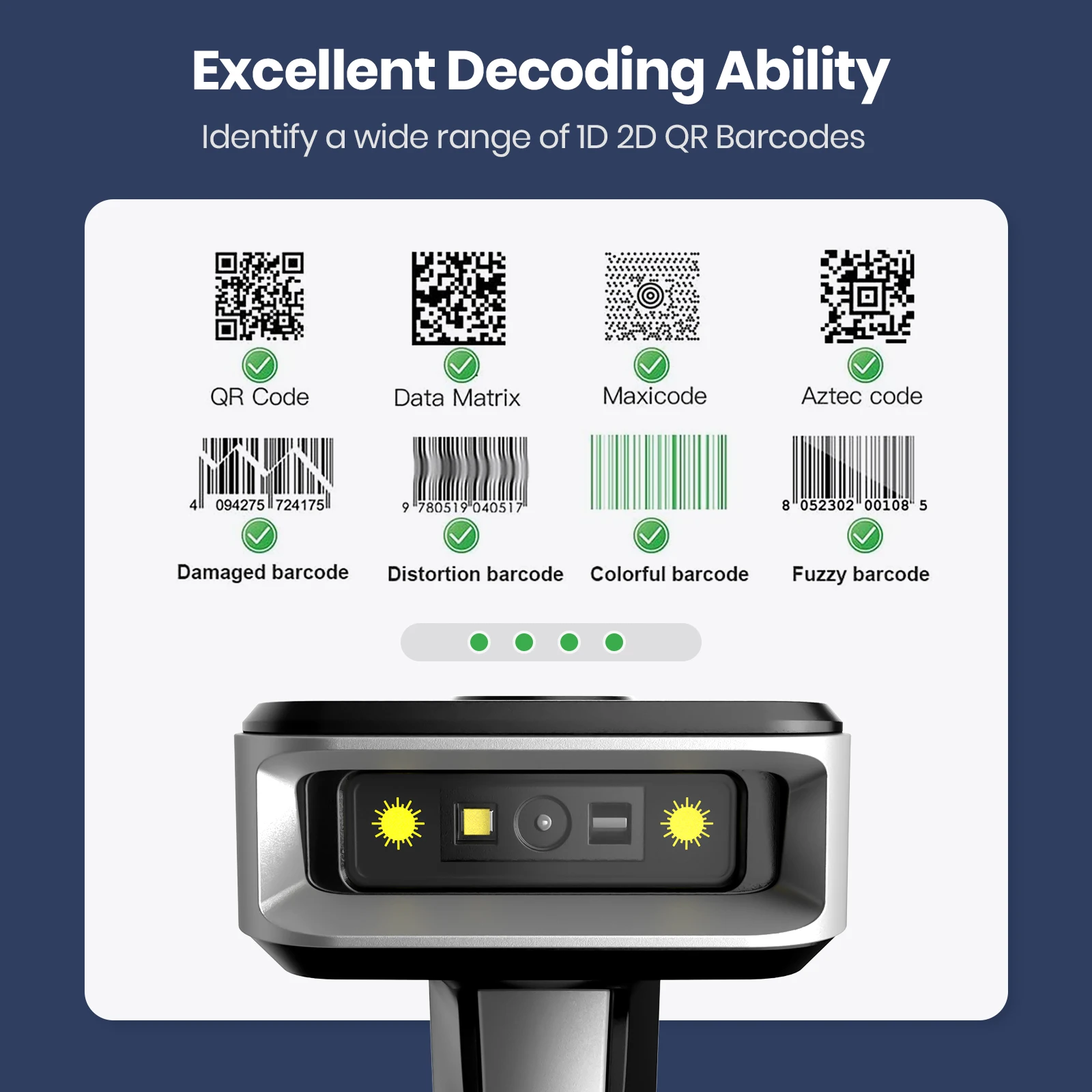 Barcode Scanner 2D Auto-sensing Screen Scanning 1D Bluetooth Bar Code Reader 2500mAh Power for Payment Warehouse Library 2 Barcode Scanner 2D Auto-sensing Screen Scanning 1D Bluetooth Bar Code Reader 2500mAh Power for Payment Warehouse Library - Image 2
