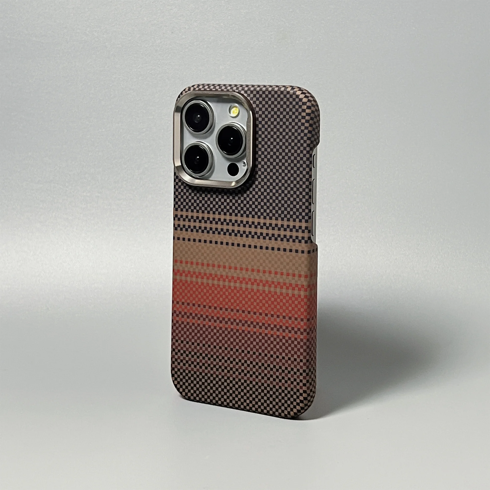 Ultra Thin Carbon Fiber Texture Magsafe Case with Wireless Charging and Alloy Lens Matte Hard Cover