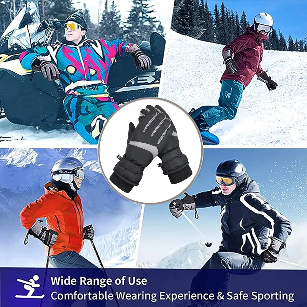 1Pair Ski Gloves Waterproof &Windproof-Thickened Warm&Snowboard&Touch Screen&Cycling&Workout&Outdoor Winter Gloves for Men&Women 6