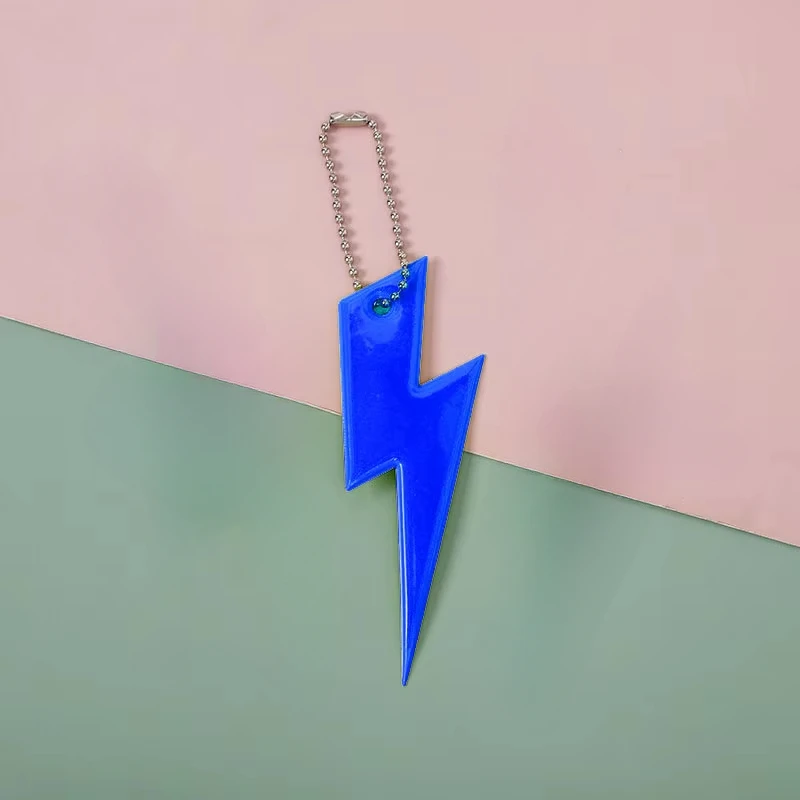 Colorful Lightning-Shaped Reflective Keychain Pendant