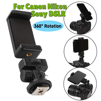 Supporto per telefono per fotocamera Hot Shoe Supporto per clip per telefono cellulare Monitor Adattatore per treppiede flessibile per fotocamera DSLR Canon Nikon Sony
