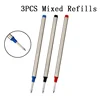 3Pcs 11.4cm Threaded Rotary Metal Pen Refills Blue/black/red Ballpoint Pen Rod Signing Pen Refill 0.7mm Office School Stationery 4