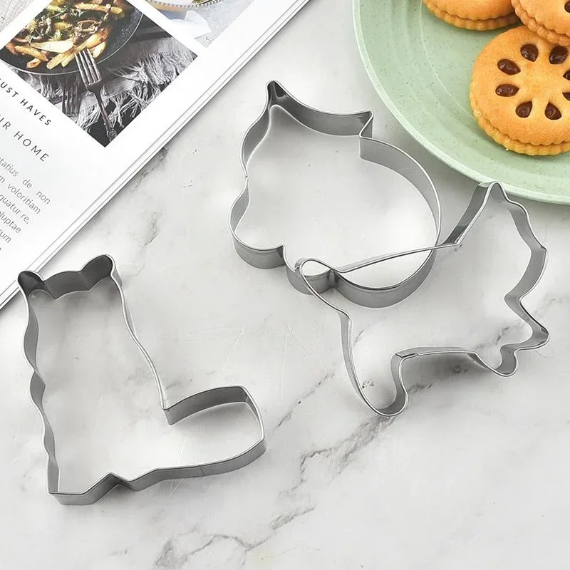 Cute Cat Cookie Cutter Mold Sandwiches Fruits Cutter Shapes Biscuit Mold DIY Biscuit Baking Mould Tool 5Pcs