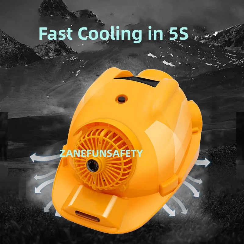 4-Fan Solar Helmet With Air Condition Bluetooth Music FM Radio LED Headlight 20000mAh Lithium Battery Power Bank and 4 Fans