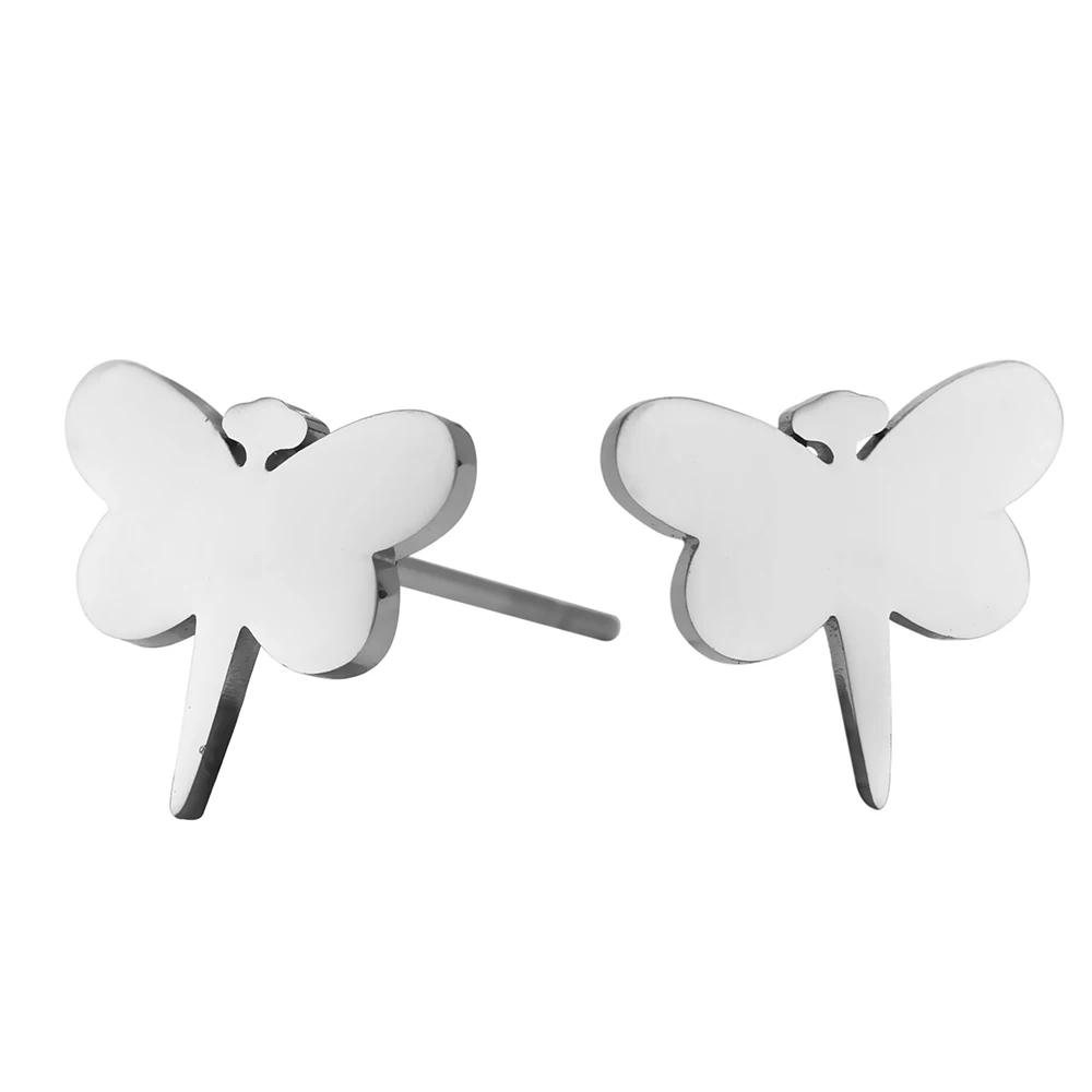 Kkjoy Edelstahl Mode Mini Schneeflocken-Ohrringe Täglicher Schmuck Libellen-Engel-Ohrstecker Eichhörnchen-Ohrring für Frauen Neu – Detail 1