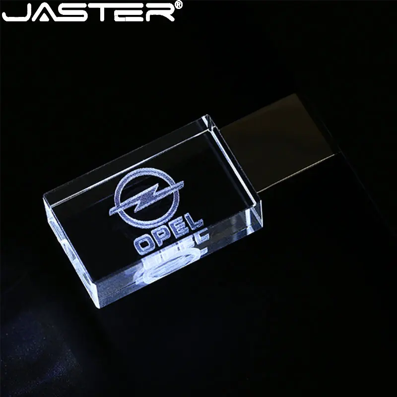 Jaster Criativo Cristal Usb Flash Drives 2.0 128gb com Luzes Coloridas de 64gb Azul Vermelho Presente Pen Drive Memory Stick Personalizado - Imagem 2