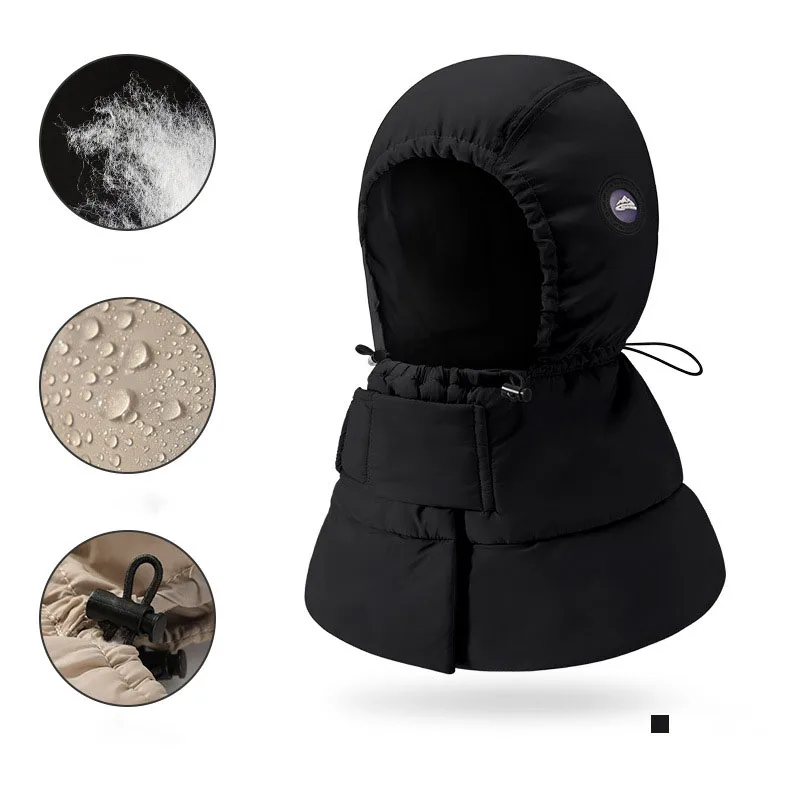 Winter New Ski Hat Women Down Cotton Hat Men Outdoor Sports Cycling Snowboarding Thickened Warm Wind Proof Waterproof