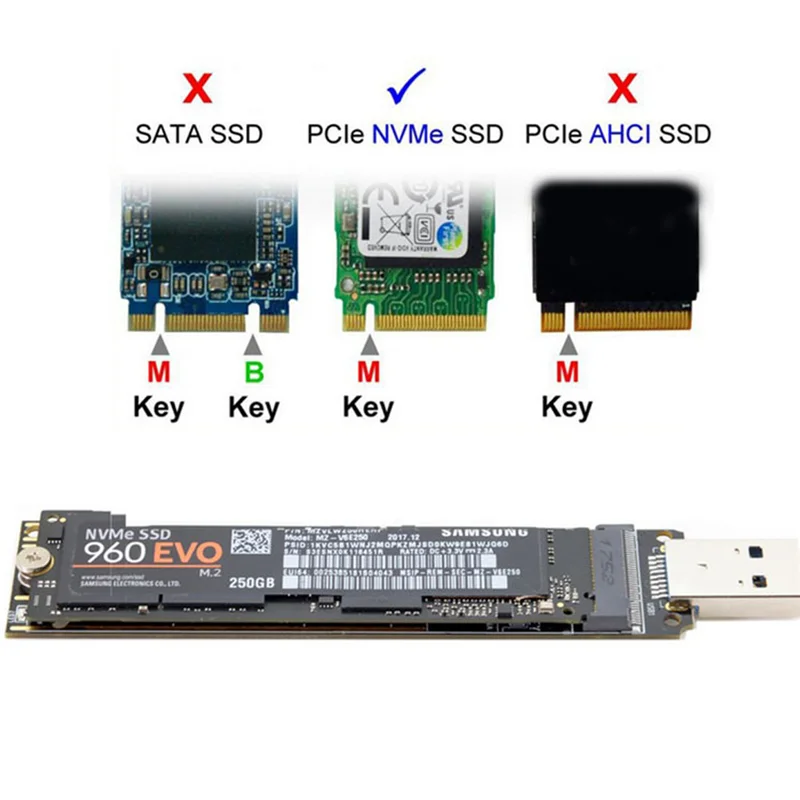 

Переходник NVME USB M.2 NVME SSD на USB 3,1, адаптер 10 Гбит/с USB3.1 Gen 2 для M2 NVMe 2230 2242 2260 2280
