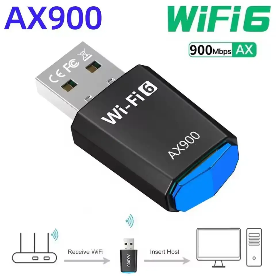 AX900 USB WiFi Bluetooth Adapter Dual Band 2.4G/5Ghz WiFi 6 USB Adapter Driver-Free Wireless Network Card For Laptop PC Windows