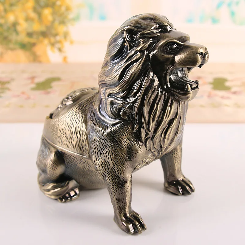 3D Lion Ashtray Creative Anti Fly Ash Household Large Capacity Animal Ashtray Home Decoration