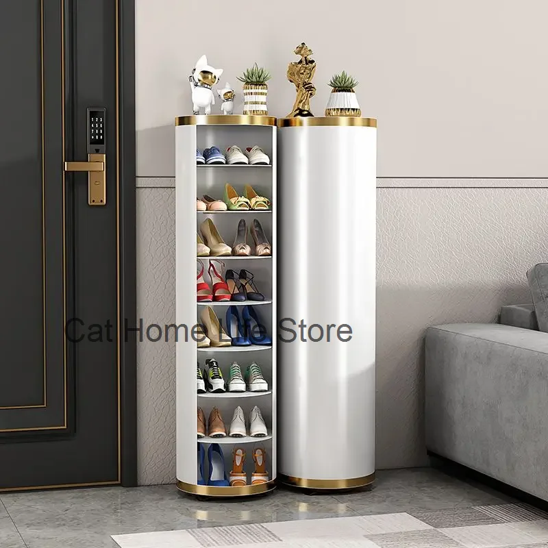 

Round Rotating Shoe Cabinet with Household Floor Multi-Layer Shoe, Rack Entry Door Dustproof Storage Cabinet Wall Side