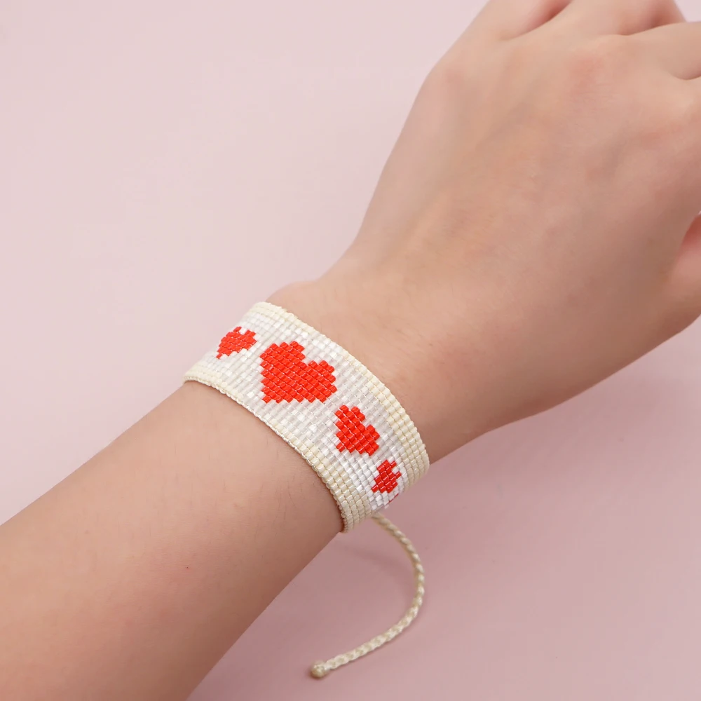 

YASTYT Miyuki Braceket for Women Valentine Gift Jewelry Handmade Beads Red Heart Bracelets Jewellery for Girl Friends Pulseras