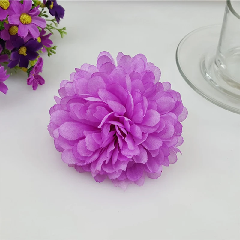 

10CM 10pcs Multi-Layer Silk Chrysanthemum Heads Artificial Purple Flowers for Home Wedding Decoration Diy Wreath Bride Bouquet