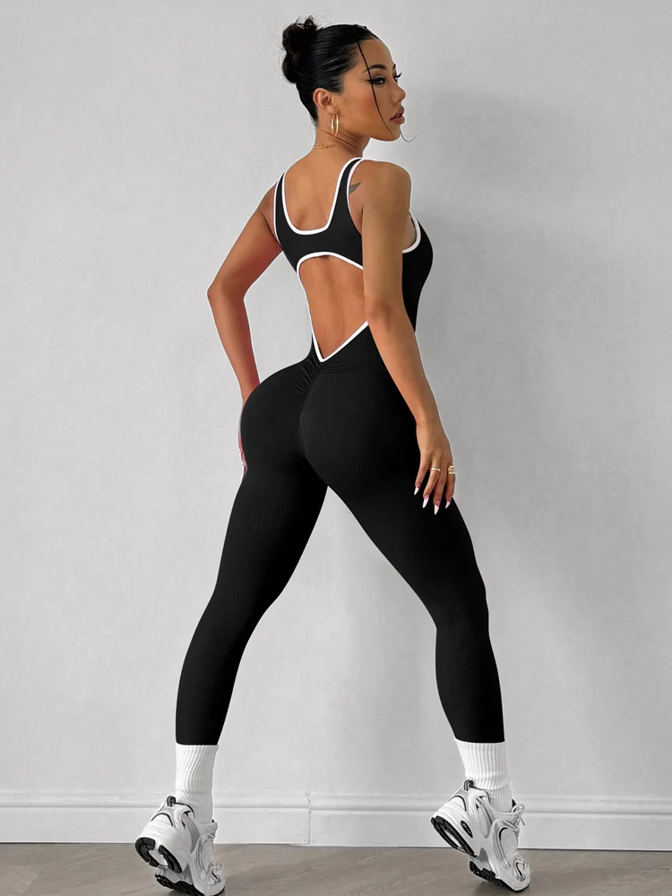 Yoga Set Sports Set Gym Workout Set Sportswear Set Fitness Set Fitness Jumpsuit Fitness One Piece Wear Sexy Backless Jumpsuit Women Yoga Set One-piece Bodysuit For Fitness Gym Clothing Sportswear Quick-Dry Workout Sports Clothes