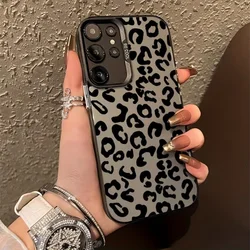 Deluxe Leopard Print Phone Case with Drop Protection Cover - Galaxy A30s (Black - MH103)