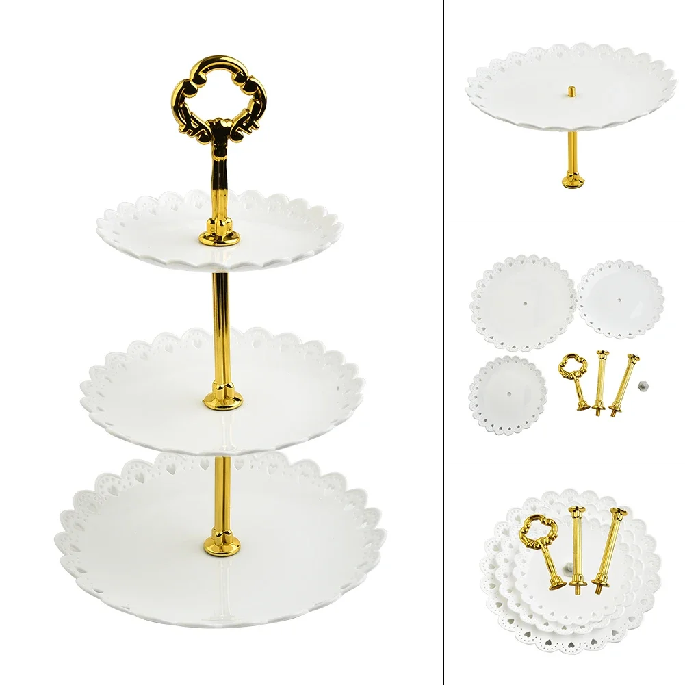 3 Layer Cake Stand Fruits Plate Tray Desserts Snack Candy Buffet Display Stand Towers For Christmas Wedding Party Creative Tray
