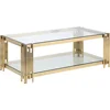 Gold Stainless Steel Frame Glass Coffee Table, Living Room Double-layer Coffee Table, Glass Countertop Coffee Table 1