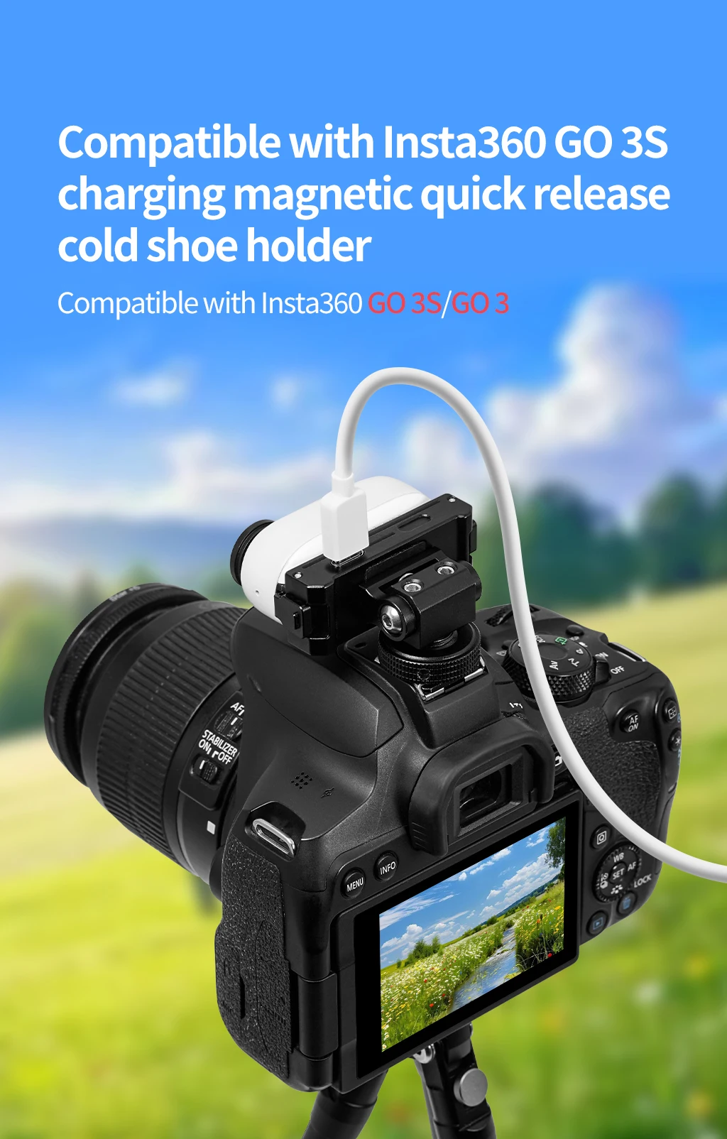 GO 3S Magnetische Halterung Ladestation Schnellverschluss Halterung Motorrad Lenker Klemme für Insta360 Go 3 3S OSMO 360 Kamera Halter – Detail 16