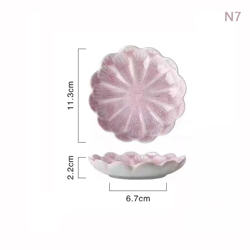 20 Perle In Ceramica Porcellana Piatte Tonde Con Motivo Fiore - 8,5x5,5 Mm