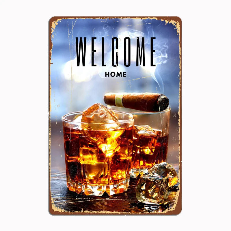 

Welcome Home Metal Sign Mural Painting Cinema Living Room Cinema Funny Tin Poster Retro Man Cave Home Tavern