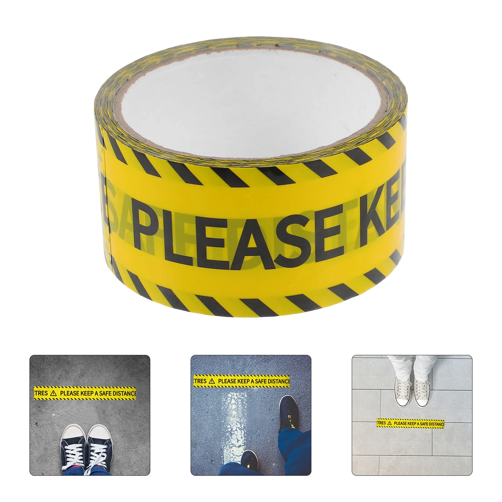 

1 Roll Warning Sticker Sign Keep Safe Distance Tape Sticker Caution Tape for Construction(25 Meters)