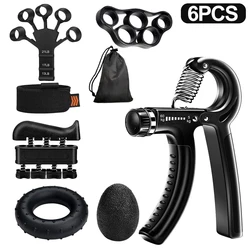Adjustable Grip Strength Trainer with Finger Exerciser for Muscle Building and Recovery (6PCS Set)