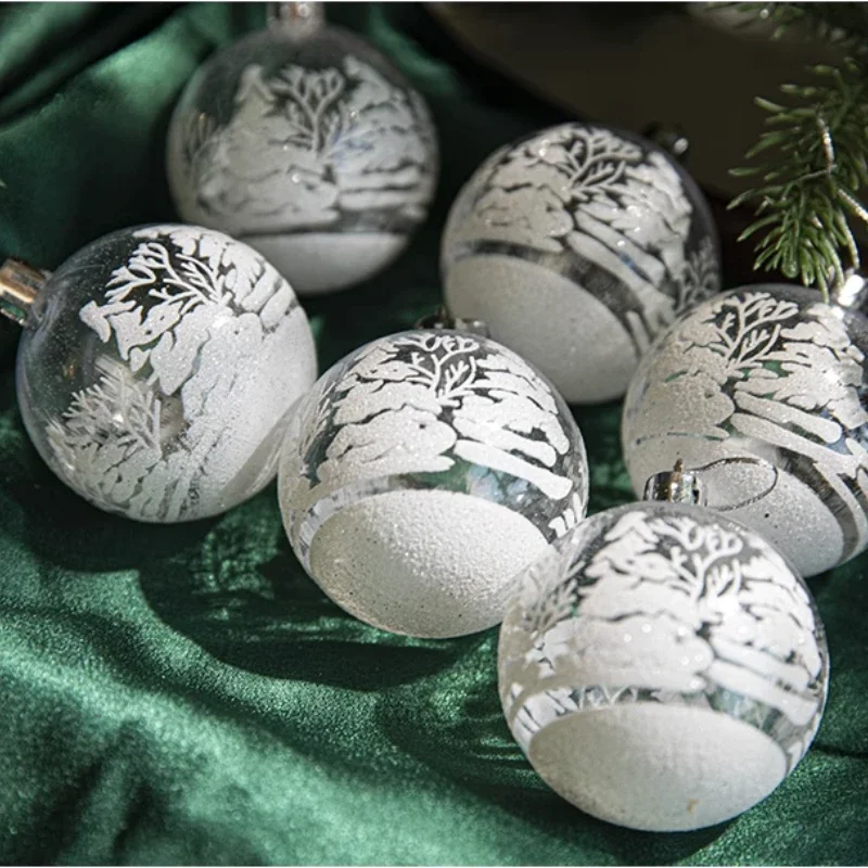 Christmas Ball Christmas Tree Decoration Window Display Transparent Ball Pendant Painted Decorations 6PCS/box 6cm