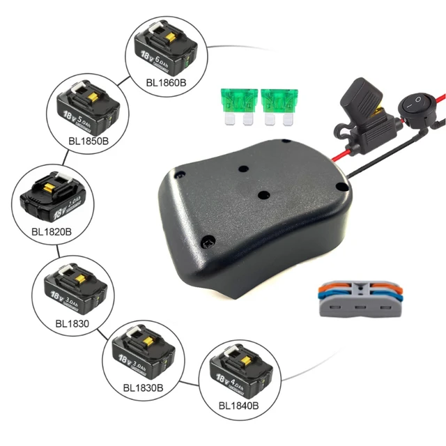 DIY Batterie Adapter für Makita 18V Lithium-Batterie Power Rad Adapter mit  Schalter Sicherung Basis Halterung Power Stecker BL1860B