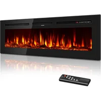 Electric Fireplace 60 Inches, Floating Wall Faux Fireplace Electric with Realistic Flames Ultra-Thin Fire Place Heater 1