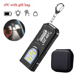 Rechargeable LED Keychain Flashlight - 550LM Portable Mini Torch with Magnet (1PC with gift bag)