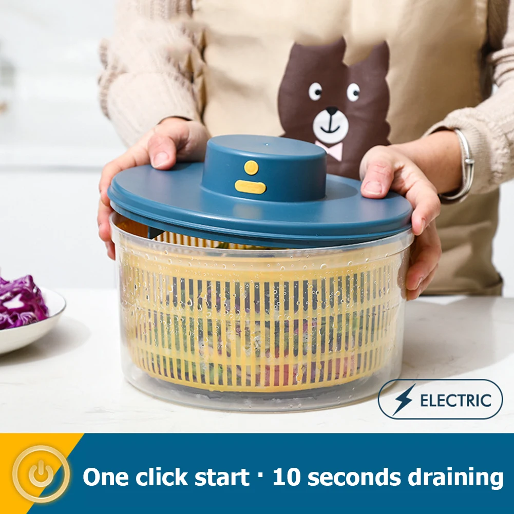 Salad Spinner Fruit Vegetable Household Salad Dehydrator Multifunctional Rechargeable Lettuce Dryer Quick Dry Fresh Crisp salad spinner