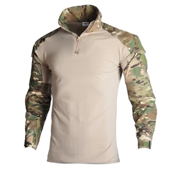 HAN WILD Men's Army Shirts Military Combat Tactical Clothing Hunting Uniform Camouflage Airsoft Clothes Camping Shirts Big Size