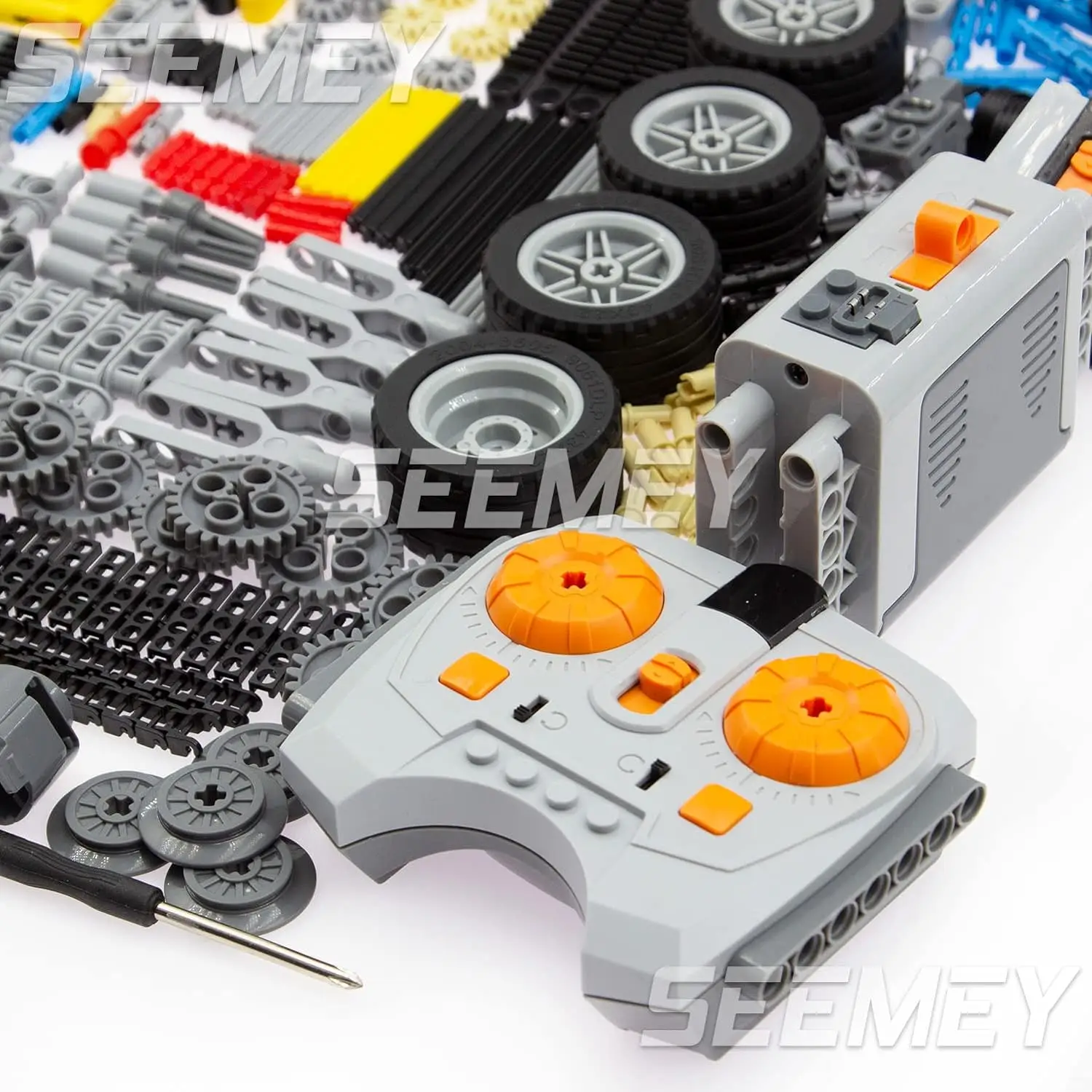 32Pcs Power-Function-Kit & 844Pcs Pins-Gears-Axles Set Bundle Compatible with Lego-Technic-Parts