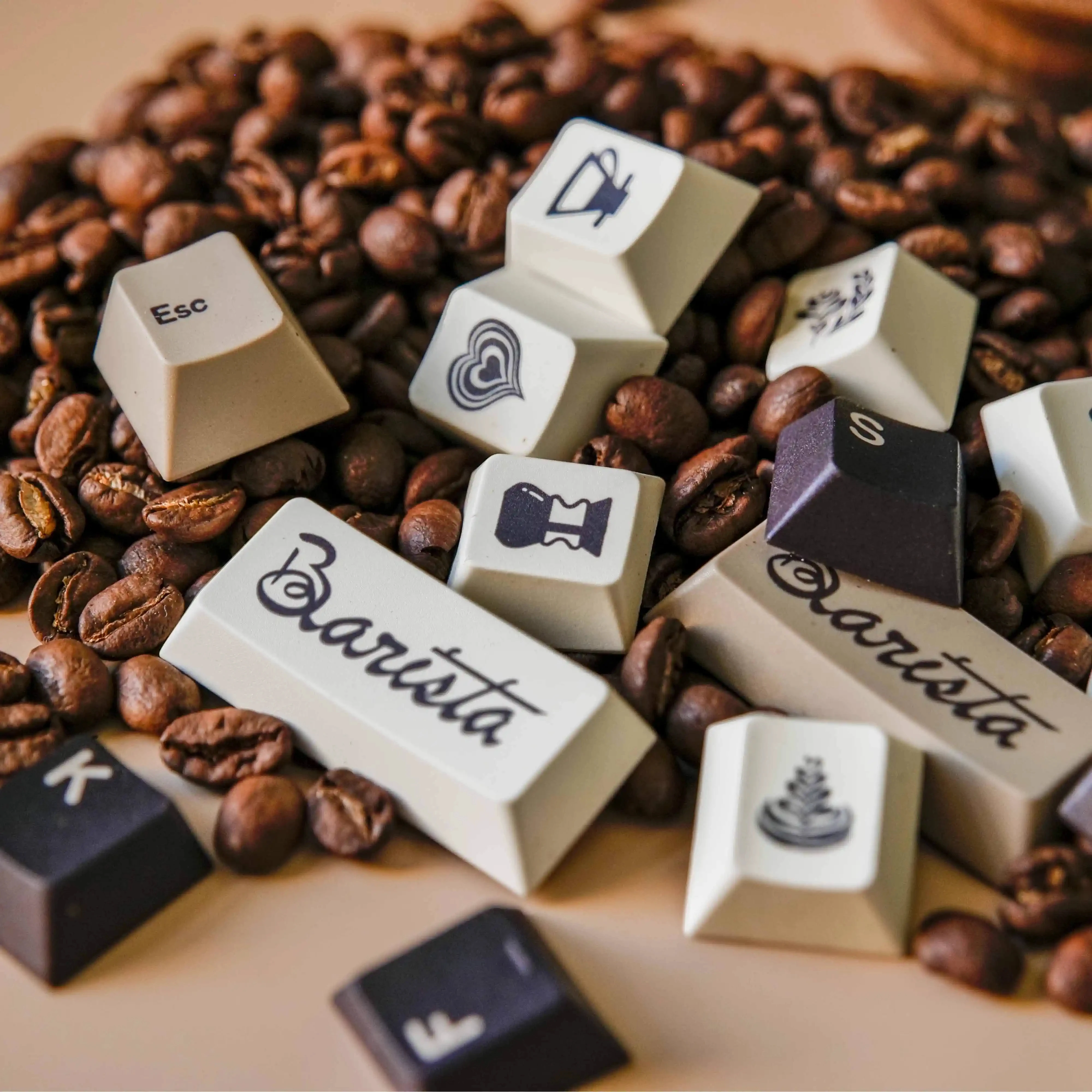Milkyway Barista Keycaps Lados Sublimação Dye Cherry Perfil Keycap 61 64 68 75 84 87 96 980 104 108 Conjunto - Imagem 2