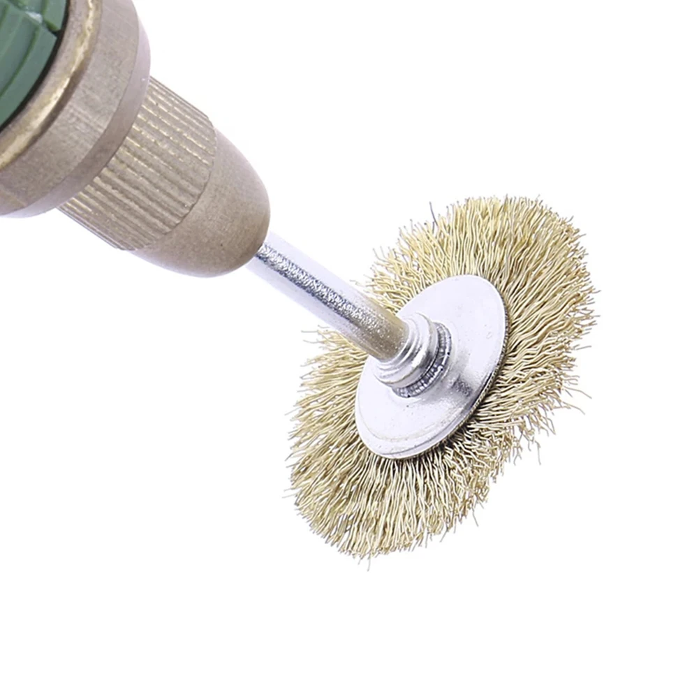 9pcs Mini Brass Wire Brush Paint Rust Remover Steel Wire Brush Metal Polishing Burring Disc Grinder Rotary Tool
