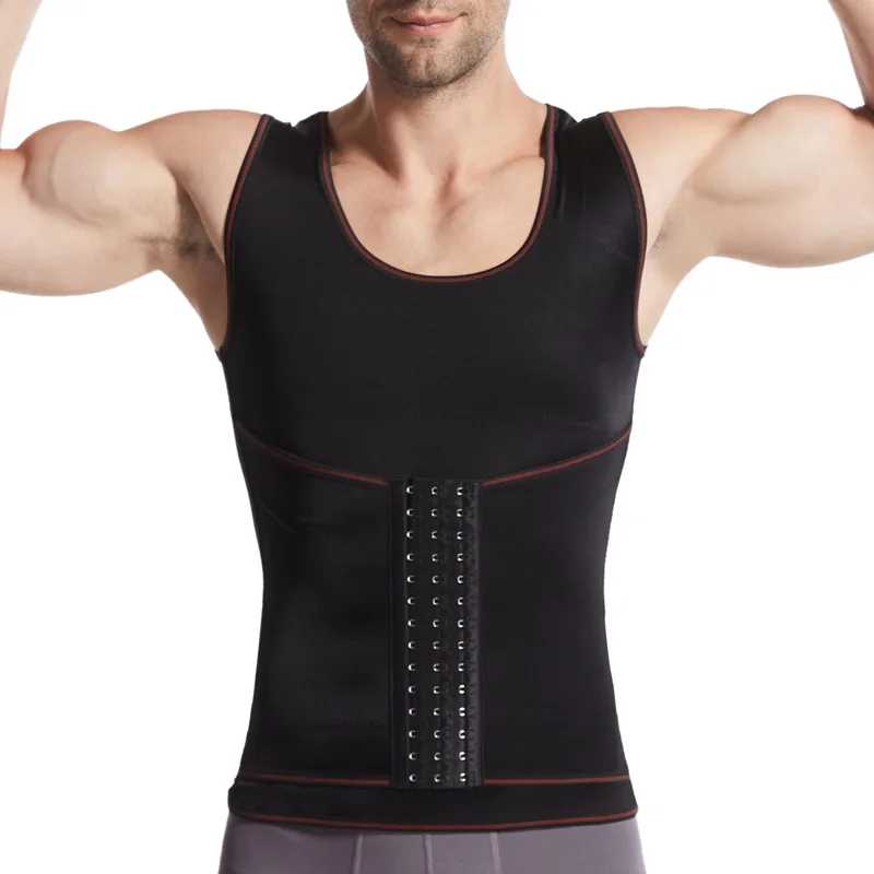 

High Compression Corsets Tops Men's Tummy Slimming Vest Lose Weight Shirt Adjustable Hooks Belly Control Shapers Waist Trainer