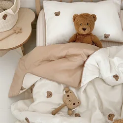 Baby Spring Summer Quilt Blanket Bear Embroidered Cotton Baby Comforter Blanket for Newborn Quilts Cover Baby Bedding
