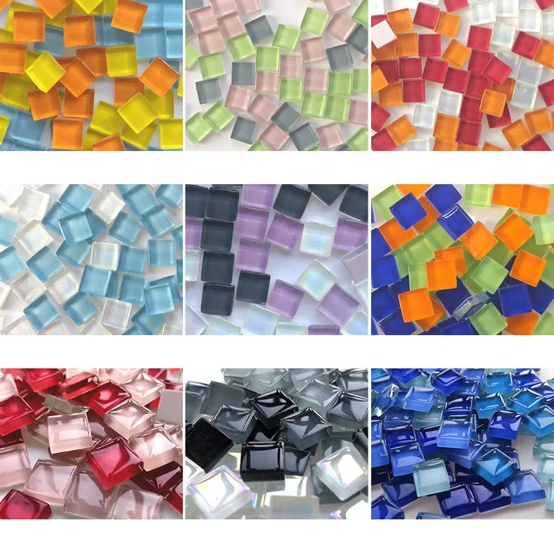 Description Picture 6 of item100pcs(100g/3.5oz) Square Glass Mosaic Tiles 1cm/0.39in 0.4cm/0.15in Thickness DIY Craft Tile Mosaic Making Materials