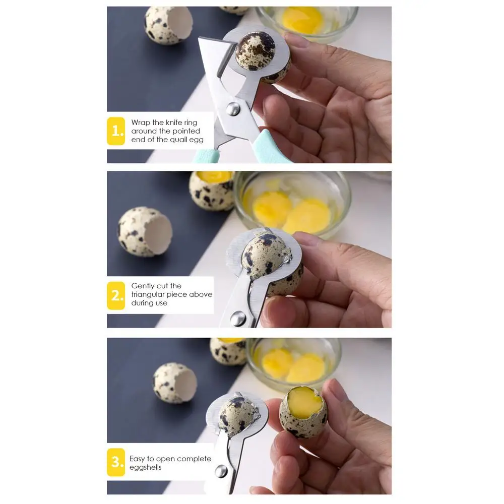 Description Picture 2 of itemStainless Steel Quail Egg Shell Opener With Handle Eggshell Shears Bird Egg Scissors Opening Divider Kitchen Cooking Tools