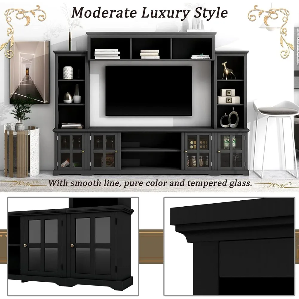 Modern TV Stand Storage Media Console Entertainment Center, Entertainment Wall Unit with Bridge, Modern TV Console Table 5
