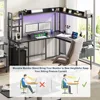 L Shaped Desk with Power Outlet, L Shaped Gaming Desk with Led Light & Hutch, Reversible Home Office Desk, Corner Computer Desk 6