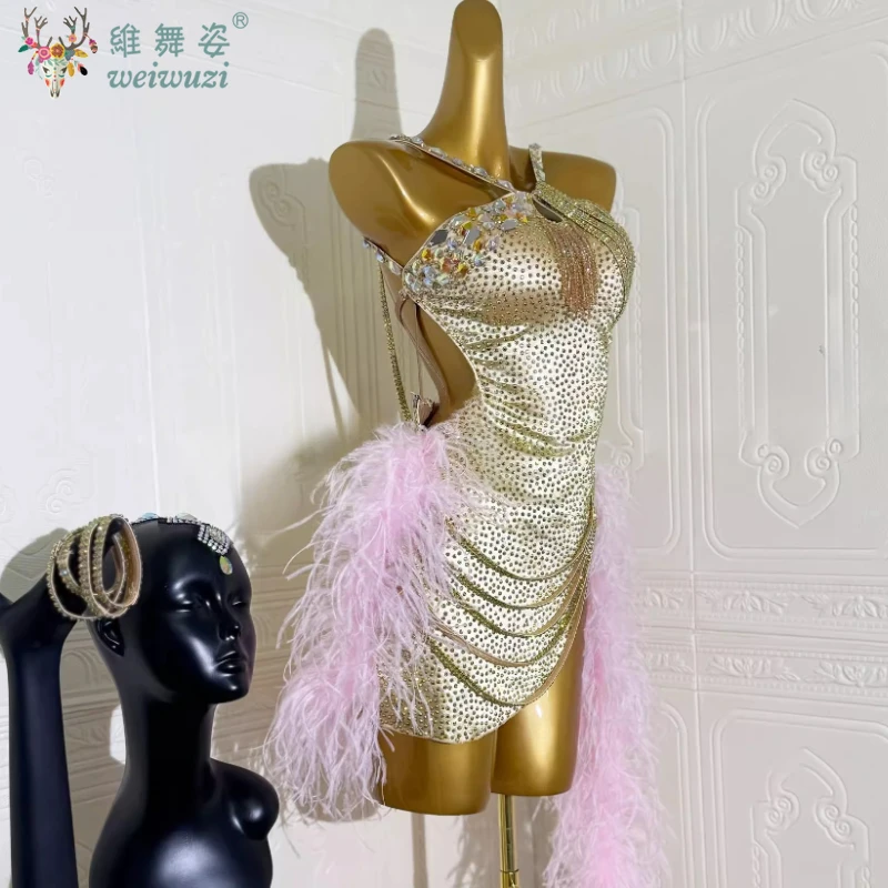 Latin Dance Professional Competition Dresses Custom Luxury AB Stones Feather Fringe Backless Dress Performance Costumes - AliExpress 200000532 Latin Dance Professional Competition Dresses Custom Luxury AB Stones Feather Fringe Backless Dress Performance Costumes - AliExpress 200000532