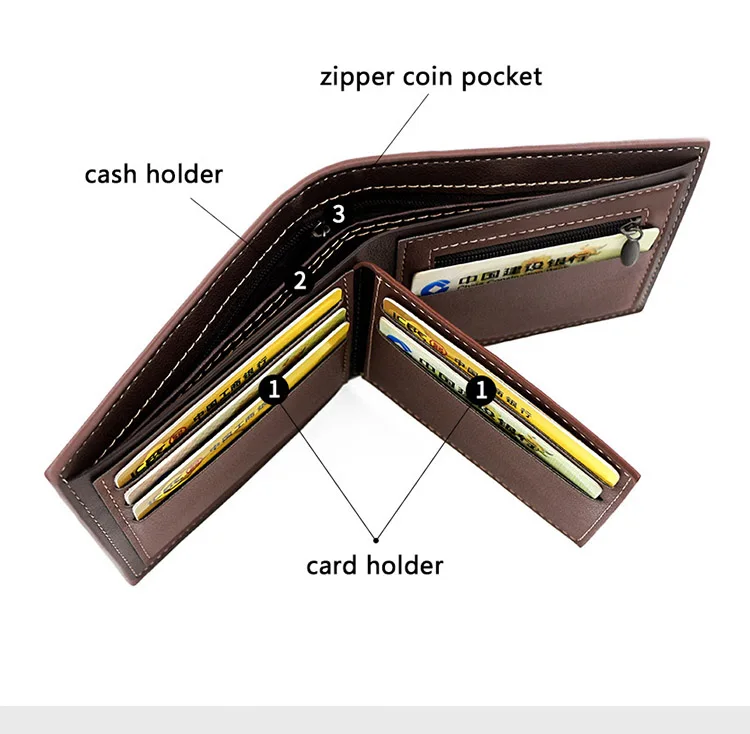 Neue Kurze Männer Brieftaschen Karte Halter Klassische Männliche Brieftasche Mit Münzfach Zipper Mode Matt Schlanke männer Geldbörsen – Detail 7