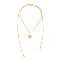 KunJoe mode couleur or amour coeur pendentif collier femmes Vintage chaîne de perles Long collier pull chaîne bijoux accessoires 6