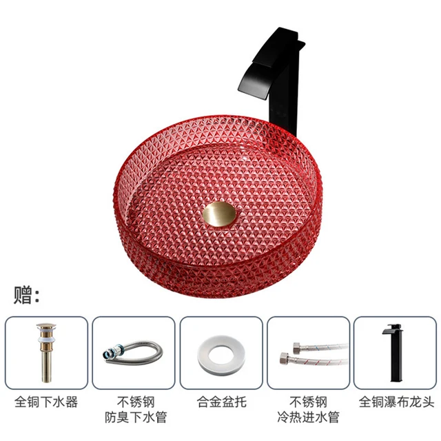 อ่างล้างหน้าแบบกลมบนเคาน์เตอร์ อ่างล้างหน้ากระจกนิรภัยโปร่งแสงพร้อมอ่างล้างจานแบบพับเก็บได้ อ่างล้างหน้าในห้องน้ําสําหรับห้องน้ํา 5 อ่างล้างหน้าแบบกลมบนเคาน์เตอร์ อ่างล้างหน้ากระจกนิรภัยโปร่งแสงพร้อมอ่างล้างจานแบบพับเก็บได้ อ่างล้างหน้าในห้องน้ําสําหรับห้องน้ํา 5